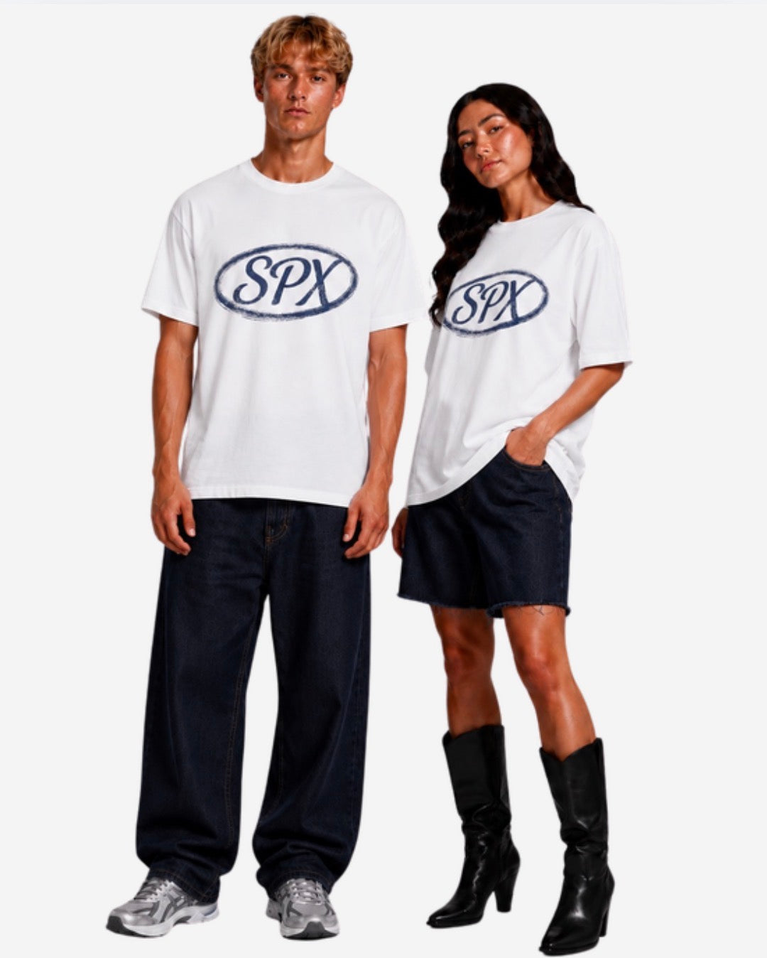 SPX T-SHIRT WIT/NAVY