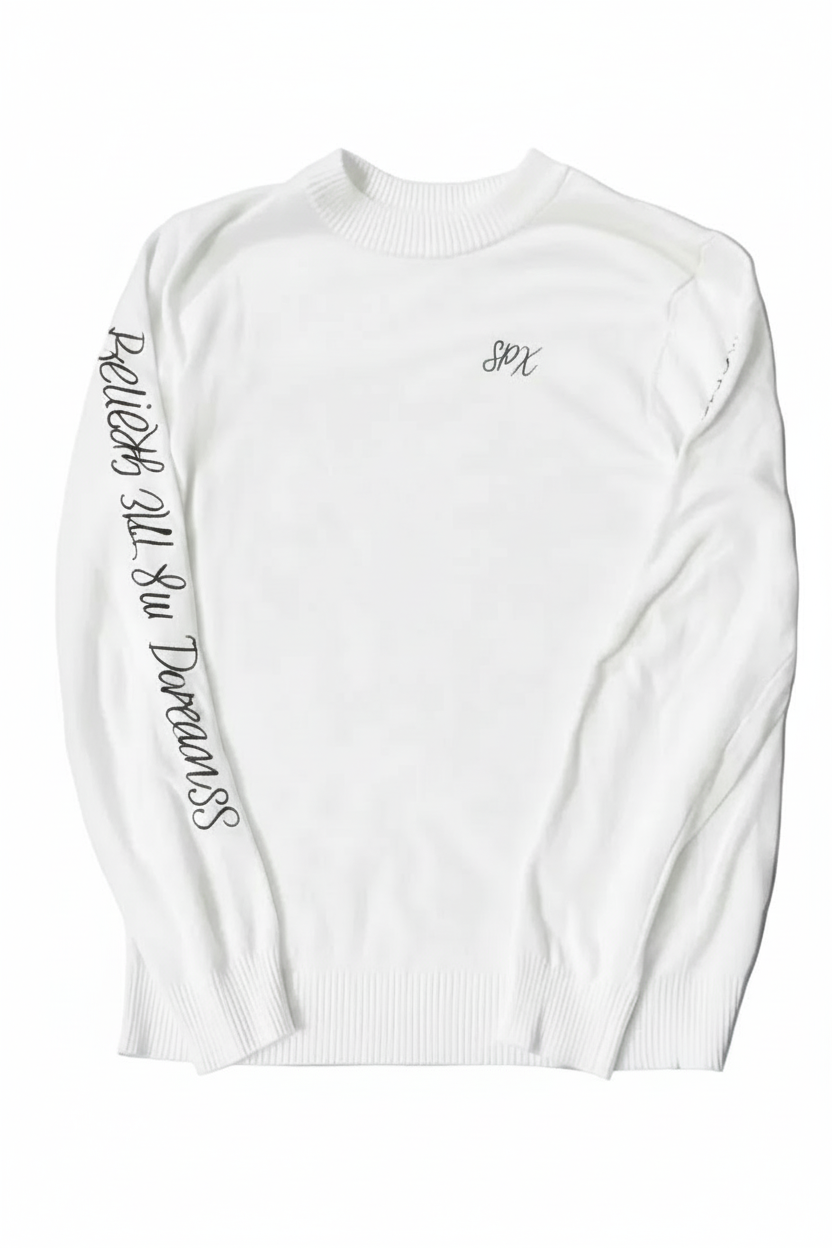 White knitted embroidery longsleeve