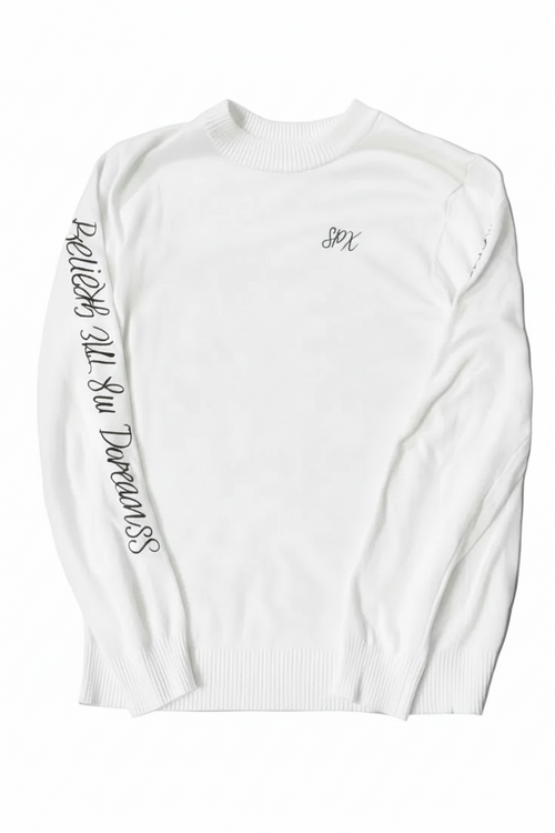 White knitted embroidery longsleeve