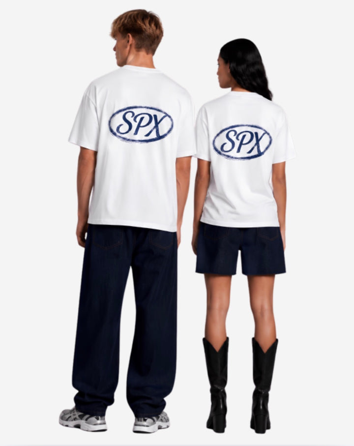 SPX T-SHIRT WIT/NAVY