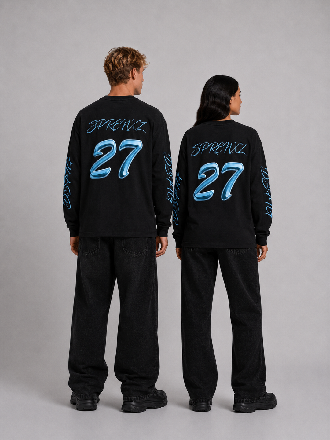 27 Zwart/Blauw Longsleeve