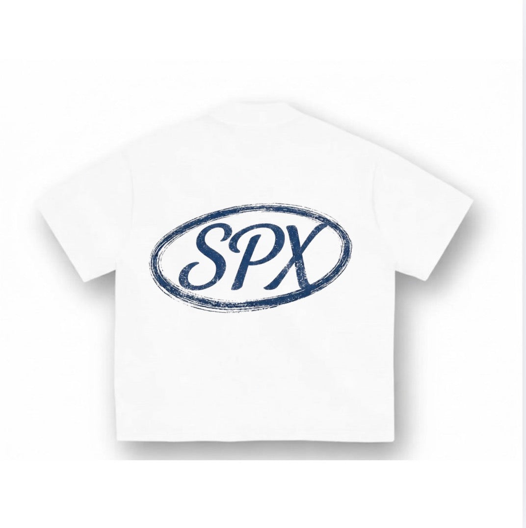SPX T-SHIRT WIT/NAVY