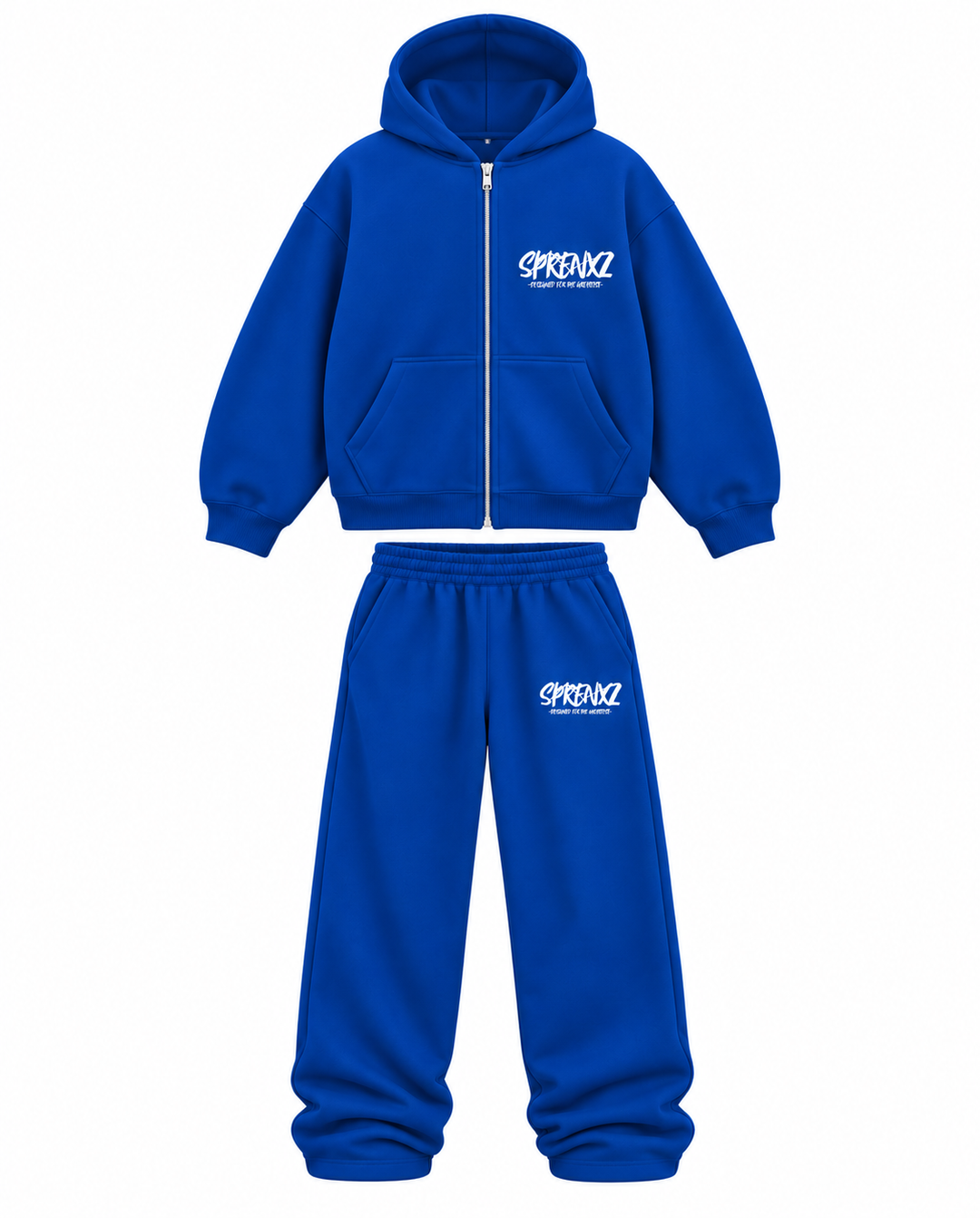 BLAUW/WIT OVERSIZED TRACKSUIT