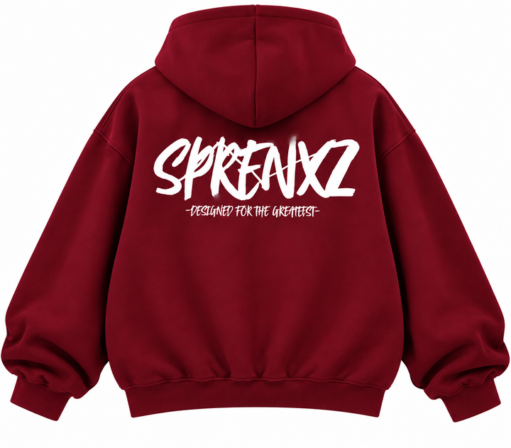 BORDEAUX RED ZIP-UP HOODIE