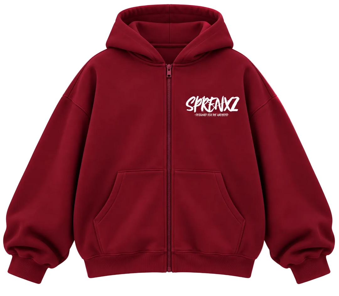 BORDEAUX RED ZIP-UP HOODIE