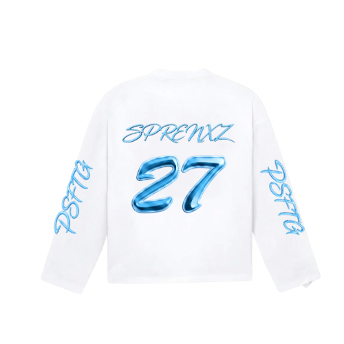 SPRENXZ 27 WIT/BLAUW LONGSLEEVE