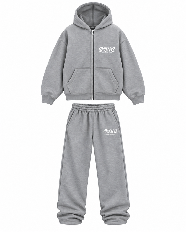 GRIJS/WIT OVERSIZED TRACKSUIT