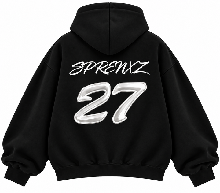 27 BLACK ZIP-UP HOODIE