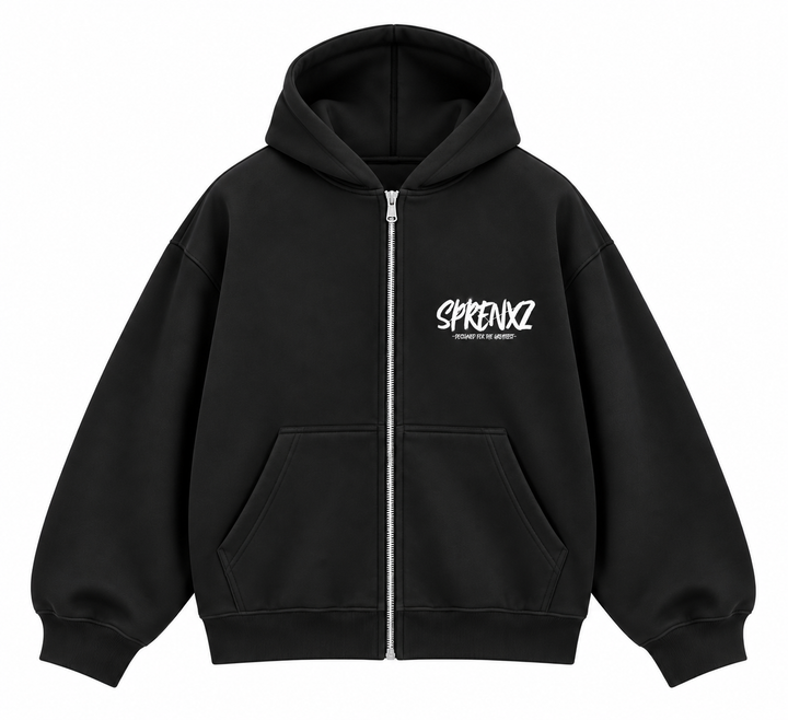ZIP-UP HOODIE ZWART